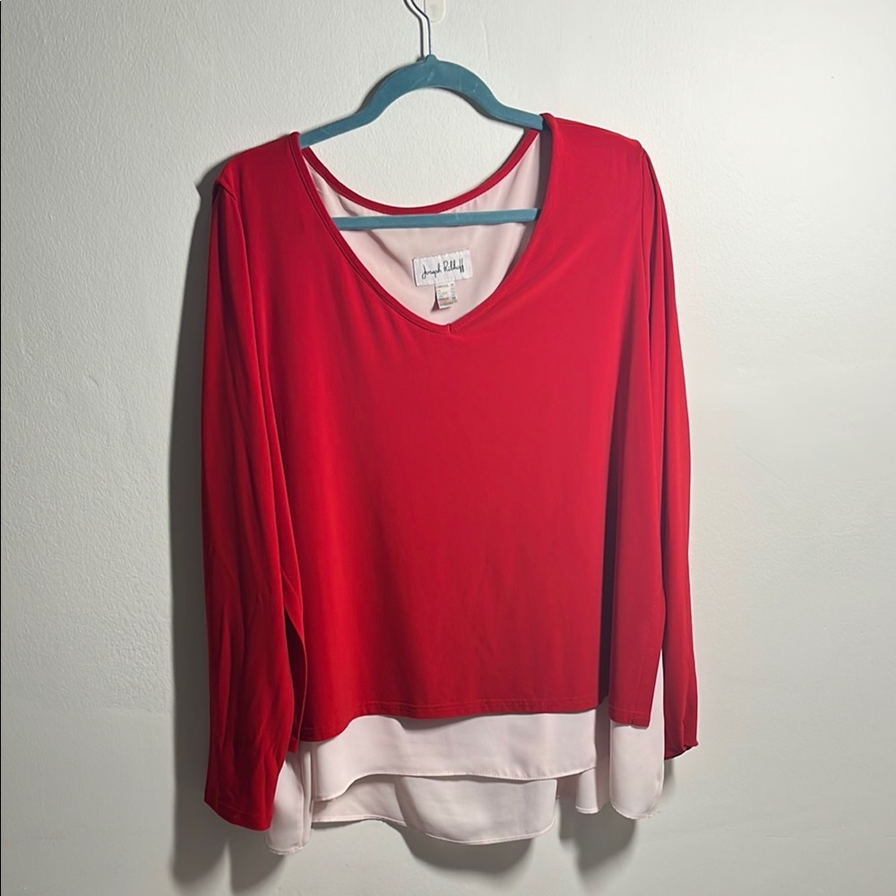 Joseph Ribkoff Women's Red V-Neck Tunic